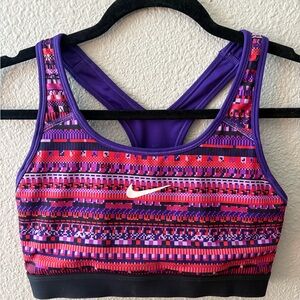 Nike Purple and Red Sports Bra with Racerback Design